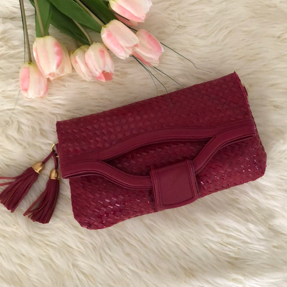ELLIOT LUCCA WOVEN MULTI USE HANDBAG MERLOT - Picture 3 of 7